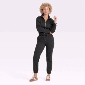 Universal Thread Leisure Studio Long Sleeve Fleece Jumpsuit XXL Womens  Black